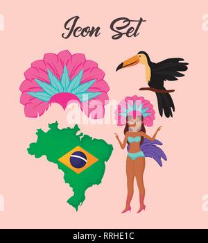 Karneval in Rio janeiro Symbole Vector Illustration Design Stock Vektor