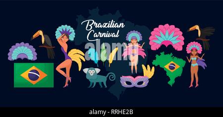 Karneval in Rio janeiro Symbole Vector Illustration Design Stock Vektor