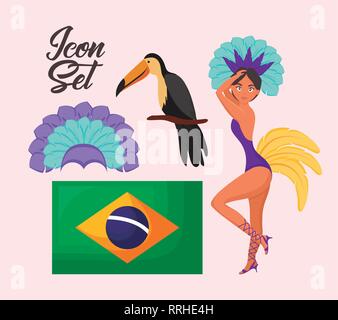 Karneval in Rio janeiro Symbole Vector Illustration Design Stock Vektor