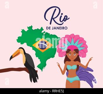 Garota Tanzen der Karneval von Rio janeiro Vector Illustration Design Stock Vektor