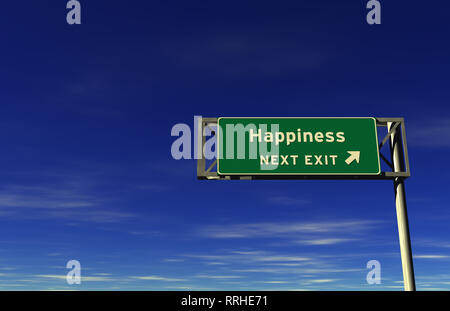 Super High Resolution 3D-Render von autobahnzeichen, nächste Ausfahrt... Glück! Stockfoto