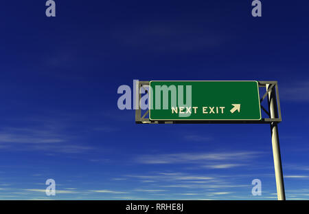 Super High Resolution 3D-Render von autobahnzeichen, nächste Ausfahrt...        ! Stockfoto