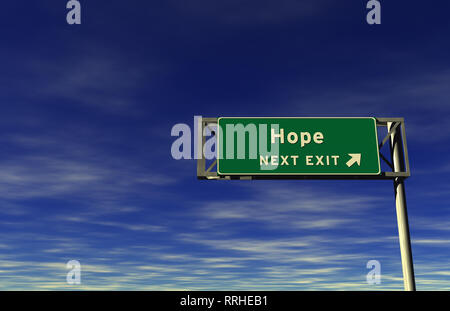 Super High Resolution 3D-Render von autobahnzeichen, nächste Ausfahrt... Hoffe Stockfoto