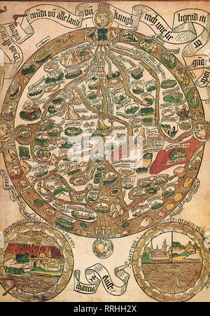 Mittelalterliche Karte von Europa 1480. Stockfoto