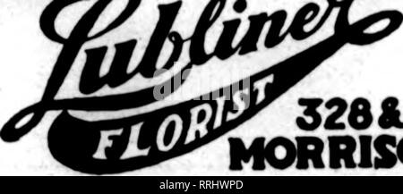 . Floristen Review [microform]. Blumenzucht. 328 &Amp; 348 Morrison Street Santa Barbara, CaL 912 STATE STREET GLEAVE FLOWER SHOP ARTHUR GLEAVE, Vorschl. Choicest Blumen und florale Designs kurzfristig. Beide Telefone 1018 Hollywood Flower Shop HOLLYWOOD, CAL. Künstlerische Arbeit. Persönliche Aufmerksamkeit. Teleerraph Aufträgen Geliefert nach LOS ANGELES OCEAN PARK SANTA MONICA VENICE Kalifornien Florist TACOMA, Waschen. Bestellungen für Schnittblumen und Designs überall in den Vereinigten Staaten und in Kanada geliefert. TACOMA Smith FlobaIi Co., 1112 Broadway Riverside, Kalifornien Blumenhändler auf die Glenwood Mission Inn ORANGE BLOSSO Stockfoto