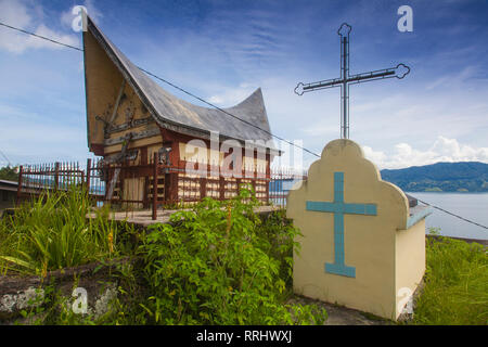 Batak Gräber, Lake Toba, Insel Samosir, Sumatra, Indonesien, Südostasien, Asien Stockfoto