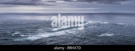 Tagung der Meere, wo die Tasmanische See auf den Pazifischen Ozean trifft, Cape Reinga (Te Rerenga Wairua), North Island, Neuseeland, Pazifische Stockfoto