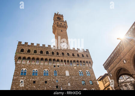 Palazzo Vecchio, Piazza della Signoria, UNESCO-Weltkulturerbe, Florenz, Toskana, Italien, Europa Stockfoto