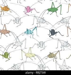 Bunte Grashüpfer nahtlose Hintergrund. Stock Vektor