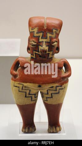 Figura femenina. Cerámica pintada. Estilo Chupícuaro. Período Preclásico Tardío (400a-C-100d. C). Occidente de México. Museo de América. Madrid, España. Stockfoto