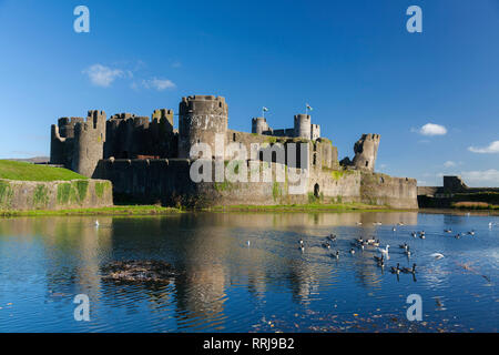 Caerphilly Castle, Cardiff, Wales, Vereinigtes Königreich, Europa Stockfoto