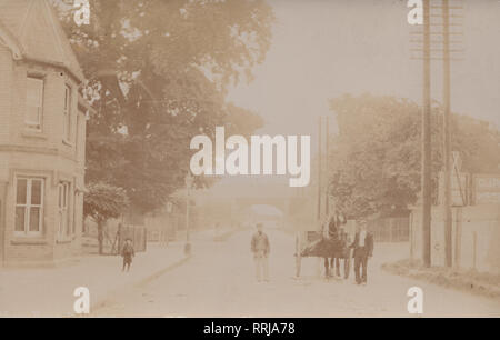 Jahrgang 1914 Photographische Postkarte von North Road, Baldock, Hertfordshire Stockfoto