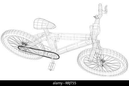 Sport. Isolierte Fahrrad, Vektor Drahtmodell- Konzept. Erstellt Abbildung der 3d. Die Schichten des sichtbaren und unsichtbaren Linien getrennt sind Stock Vektor