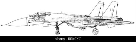 Jet fighter Vector Illustration. Militärische Flugzeuge. "Carrier"-gestützte, Flugzeuge. Moderne Überschalljäger. Erstellt Abbildung: 3d Stock Vektor