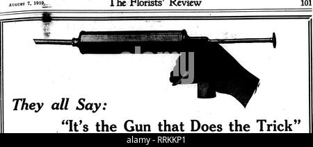 . Floristen Review [microform]. Blumenzucht. AUOUSI 7, 1 "Ich habe 9:. Der Floristen. Sie sagen alle: Es ist die Waffe, funktioniert der Trick "WENN SO, HIER IST DIE PERFEKTE WAFFE - DIE GLAZENCAULK GEWEHR KONZIPIERT FÜR DIE ANWENDUNG IN DER EINFACHSTEN ART UND WEISE DEN berühmten GLAZENCAULK DER PERFEKTE SEMI-KUNSTSTOFF SCHWARZ VERGLASUNG UND ABDICHTEN COMPOUND (durch die Urheber der Kunststoff Industrie hergestellt). Stop mit putty für die Verglasung; es ist kostspielig, schwer, trocknet aus und fällt ab. Es ist nicht die Temperatur ändert. Anstelle einer garantierten Kunststoff, dass durch Null oder heißen Temperaturen nicht beeinträchtigt wird; Stockfoto