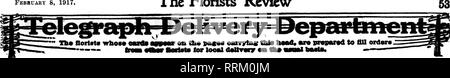 . Floristen Review [microform]. Blumenzucht. Februar 8, 1917. Die Floristen^ überprüfen. ^ S4S BoylstonSt., CARBONE, Boston Die Floristen "Telegraph Lieferung Ass'n. Bitte beachten Sie, dass diese Bilder sind von der gescannten Seite Bilder, die digital für die Lesbarkeit verbessert haben mögen - Färbung und Aussehen dieser Abbildungen können nicht perfekt dem Original ähneln. extrahiert. Chicago: Floristen Pub. Co Stockfoto