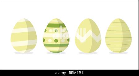 Vier Osterei Designs in Gelb/Grün Stock Vektor