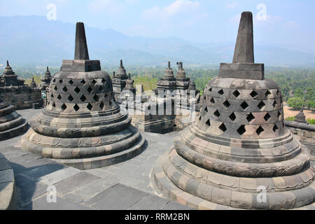 Mahayana-buddhistischen Tempel (9. Jahrhundert), Borobudur, Central Java, Indonesien, Candi Borobudur, UNESCO Weltkulturerbe Stockfoto