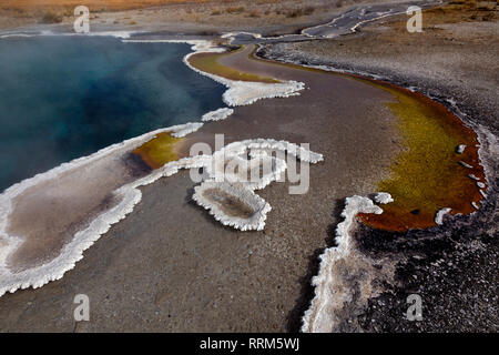 WY 03842-00 ... WYOMING - Columbia Feder mit einer feinen Grenze der bauchigen Sinter und Cyanobakterien im Herzen See Geyser Basin in Yellowstone National P Stockfoto