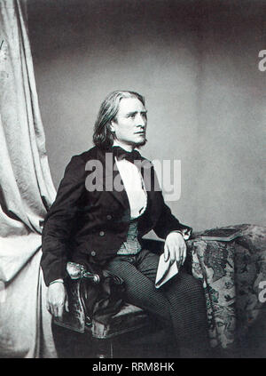 Liszt, Franz, 22.10.1811 - 31. 7.1886, ungarischer Komponist, Pianist, halbe Länge, von Franz Seraph Hanfstaengl (1804 - 1877), um 1860, Additional-Rights - Clearance-Info - Not-Available Stockfoto