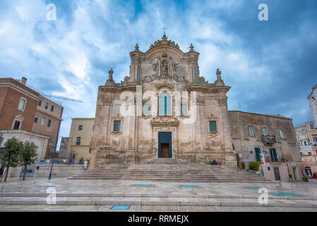 Kirche des Heiligen Franziskus von Assisi (Chiesa di San Francesco d'Assisi) im barocken Stil, in der Altstadt von Matera, Basilikata, Apulien, Italien Stockfoto