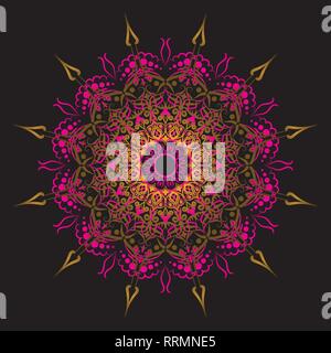 Mit Eleganz Kreis geometrische Tribal ornament Platte, islamischen Mandala. Goldene Farbe Vector Illustration Stock Vektor
