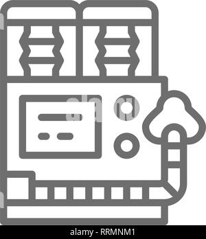 Künstliche Lunge Lüftungsgerät, medizinische Wiederherstellung Atemschutz, anästhesiegeräte Symbol Leitung. Stock Vektor