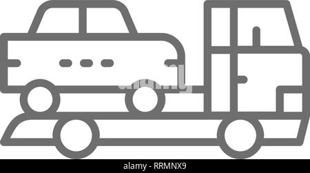 Abschleppwagen, Mietwagen Evakuierung Symbol Leitung. Stock Vektor