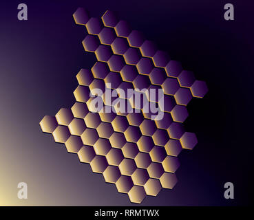 Hexagon Formen mit hellen Farben und Töne Stockfoto