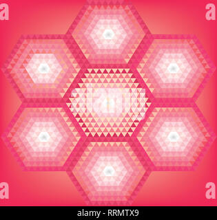 Hexagon Formen mit hellen Farben und Töne Stockfoto
