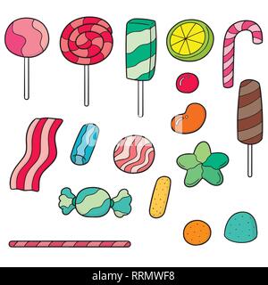 Vektor einrichten von Süßigkeiten und Bonbons Stock Vektor