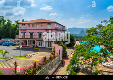 Vinales, Kuba - Hotel Los Jazmines Rosa Hotel Stockfoto