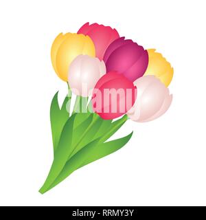 Blumenstrauß aus Tulpen auf weißem Hintergrund Vektor-illustration EPS 10. Stock Vektor