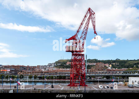 Museum Museo Maritimo Ria de Bilbao in Spanien. Es ist eine maritime Ausstellung in der Stadt. Es zeigt Exponate auf Versand, Geschichte der Stadt und der entwickeln Stockfoto