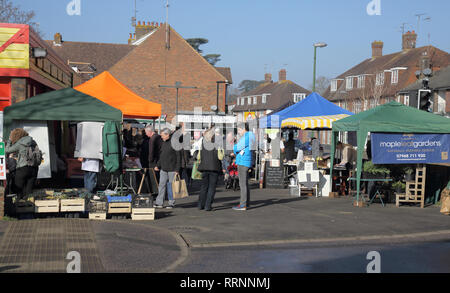 Der Markt am Samstag in Hocker West Sussex Stockfoto