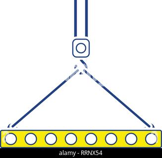 Symbol der Platte am Kranhaken durch Seil Seile gehängt. Thin Line Design. Vector Illustration. Stock Vektor