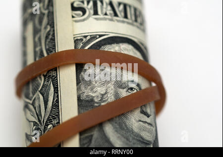 Rolle von US Dollar Banknoten Stockfoto