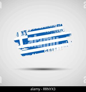 Flagge Griechenland. Vector Illustration von Grunge Pinselstrich mit Griechische Flagge Farben für Ihre Grafik- und Webdesign Stock Vektor