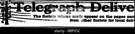 . Floristen Review [microform]. Blumenzucht. Apkil 5, 1917. Die Floristen^ Review 49 Ich bin ich. Til * Floristen wbo&gt; "esrOs avpaar auf Fhe pasos oarnrlnc diesem Boad, sind mropankl Aufträge zu fUI..-firom anderen Floristen für lokale deUvenr auf Fsme-üblichen basts.. Bitte beachten Sie, dass diese Bilder sind von der gescannten Seite Bilder, die digital für die Lesbarkeit verbessert haben mögen - Färbung und Aussehen dieser Abbildungen können nicht perfekt dem Original ähneln. extrahiert. Chicago: Floristen Pub. Co Stockfoto