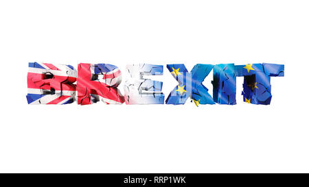 Risse Brexit text Konzept. 3D-Darstellung Stockfoto