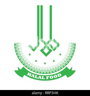 Halal symbol Design. Halal Zertifikat logo mit Band. Vector Illustration. Stock Vektor