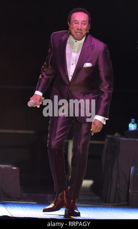 Smokey Robinson führt auf der Bühne im Hard Rock Event Center in Seminole Hard Rock Hotel & Casino Hollywood Florida. Mit: Smokey Robinson Wo: Hollywood, Florida, United States Wenn: 25 Jan 2019 Credit: Johnny Louis/WENN.com Stockfoto