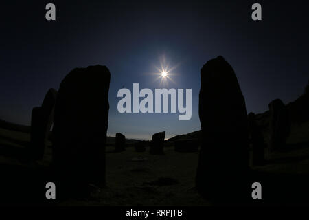 Unheimliche Aussicht auf große Steinkreis, drombeg, County Cork, Irland Stockfoto