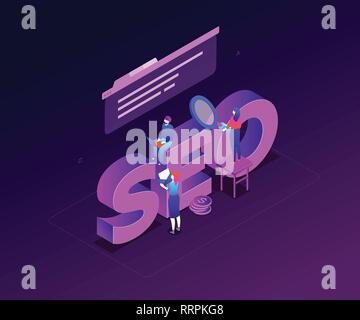 Seo Optimierung - Moderne bunte isometrische Vector Illustration Stock Vektor