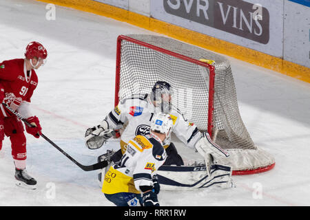 Lausanne, Schweiz. 26 Feb, 2019. LNA SWISS ICE HOCKEY LAUSANNE HC VS HC AMBRI-piotta - Lausanne Hc Vs HC Ambrì-Piotta an Vaudoise Arena, Lausanne (47. Tag des Jahres), 26-02-2019. Quelle: Eric Dubost/Alamy leben Nachrichten Stockfoto