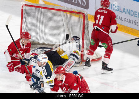 Lausanne, Schweiz. 26 Feb, 2019. LNA SWISS ICE HOCKEY LAUSANNE HC VS HC AMBRI-piotta - Lausanne Hc Vs HC Ambrì-Piotta an Vaudoise Arena, Lausanne (47. Tag des Jahres), 26-02-2019. Quelle: Eric Dubost/Alamy leben Nachrichten Stockfoto