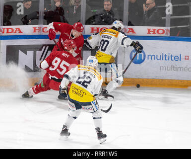 Lausanne, Schweiz. 26 Feb, 2019. LNA SWISS ICE HOCKEY LAUSANNE HC VS HC AMBRI-piotta - Lausanne Hc Vs HC Ambrì-Piotta an Vaudoise Arena, Lausanne (47. Tag des Jahres), 26-02-2019. Quelle: Eric Dubost/Alamy leben Nachrichten Stockfoto