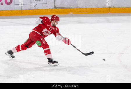 Lausanne, Schweiz. 26 Feb, 2019. LNA SWISS ICE HOCKEY LAUSANNE HC VS HC AMBRI-piotta - Lausanne Hc Vs HC Ambrì-Piotta an Vaudoise Arena, Lausanne (47. Tag des Jahres), 26-02-2019. Quelle: Eric Dubost/Alamy leben Nachrichten Stockfoto