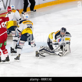 Lausanne, Schweiz. 26 Feb, 2019. LNA SWISS ICE HOCKEY LAUSANNE HC VS HC AMBRI-piotta - Lausanne Hc Vs HC Ambrì-Piotta an Vaudoise Arena, Lausanne (47. Tag des Jahres), 26-02-2019. Quelle: Eric Dubost/Alamy leben Nachrichten Stockfoto