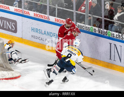 Lausanne, Schweiz. 26 Feb, 2019. LNA SWISS ICE HOCKEY LAUSANNE HC VS HC AMBRI-piotta - Lausanne Hc Vs HC Ambrì-Piotta an Vaudoise Arena, Lausanne (47. Tag des Jahres), 26-02-2019. Quelle: Eric Dubost/Alamy leben Nachrichten Stockfoto